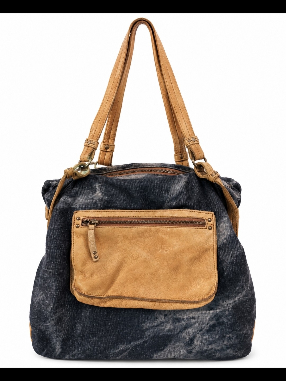 Anthropologie Schuler & Sons Blue Denim Boho Tote Crossbody Travel Bag Purse